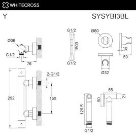 Смеситель с гигиеническим душем Whitecross Y black наружного монтажа Черный матовый, SYSYBI3BL