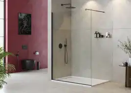 Душевая перегородка CEZARES LIBERTA-L-1-140-C-NERO стекло Прозрачное, профиль Черный