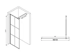 Душевая перегородка Abber Immer Offen 90 см, AG62090B, профиль Черный, стекло Прозрачное
