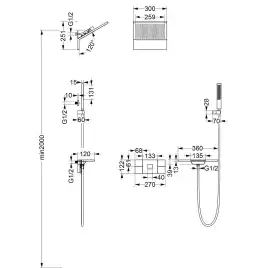 Душевая система  Vincea Futura VSFW-2F11TMB VSFW-2F11TMB  с термостатом, встраиваемая, черный матовый