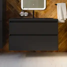 Тумба с раковиной AVS Гармония 100 черная матовая, N821-07-1000BM-01-1010BM