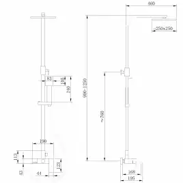 Душевая стойка ABBER Wasserfall AF8616B с изливом, черная матовая