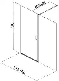 Душевая дверь Aquanet Cinetic 180 см, AE12-N-90H190U-CT + AE12-F-90H190U-CT, профиль Хром, стекло Прозрачное