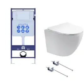 Унитаз с инсталляцией SET AQUATEK ЕВРОПА T-KKI1 с сиденьем микролифт без клавиши смыва