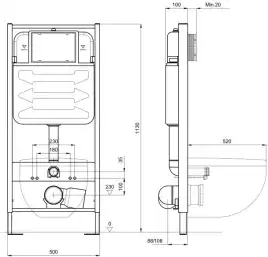 Унитаз с инсталляцией SET AQUATEK ПОЛАРИС-01-020 4в1 с тонким сиденьем микролифт и черной матовой клавишей смыва