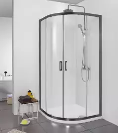 Душевой уголок Aquatek 900x900x2000 AQ ARI RO 09020BL 1/4 круга, двери раздвижные, профиль черный, стекло прозрачное
