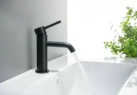 Смеситель для накладной раковины Aquatek Европа AQ1310MB, однорычажный, высокий, Черный матовый