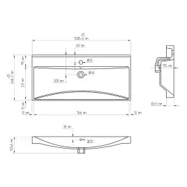 Тумба с раковиной AVS Гармония 100 черная матовая, N821-07-1000BM-02-1010BM
