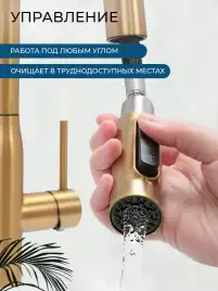 Смеситель для кухни AVS PureRiver 811-171-BG с выдвижным изливом, брашированное золото