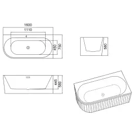 Акриловая ванна Azario LAGO GARDA 160х75 AZ-6724-A2 R 16075, асимметричная, правая