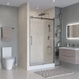 Душевая дверь BelBagno MARINO-2-BF-1-110-C-GM стекло прозрачное, профиль Оружейная сталь