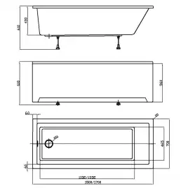 Акриловая ванна Azario LILIANA 150х70 AV.0012150, Пристенная