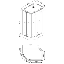 Душевая кабина Loranto 120х80 CS-66120-13R GB 120 с низким поддоном, правая