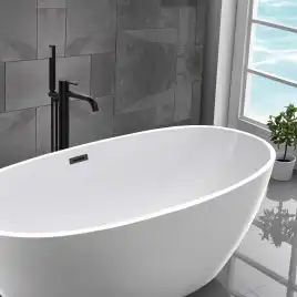 Смеситель для ванны напольный Vincea Desire VTF-1DMB с регулятором давления, однорычажный, черный