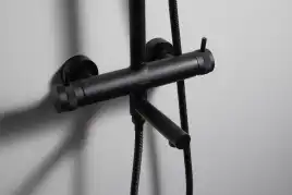 Душевая система Allen Brau Priority 5.31A10-31 для ванны с изливом, верхний и ручной душ, Черный матовый