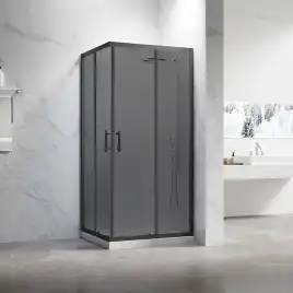 Душевой уголок Veconi Rovigo RV-27B 110х80х190, профиль Черный, стекло серое тонированное (RV27B-11080-05-C8)