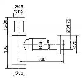 Сифон для раковины AZARIO AZ-108-BL G 1 1/4, без выпуска, цилиндр, латунь, черный