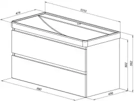 Тумба под раковину Aquanet Вега 2.0 100 мисти грин, подвесная, 337957