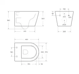 Подвесной унитаз CEZARES LINER CZR-38083-49-TH-TOR/SC, со смывом TORNADO, с сиденьем микролифт