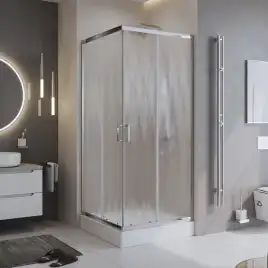 Душевой уголок BelBagno UNO-195-A-2-90-CH-CR стекло шиншилла матовая, профиль Хром