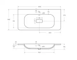 Раковина CEZARES CZR-1000/480-LV-MR-NV