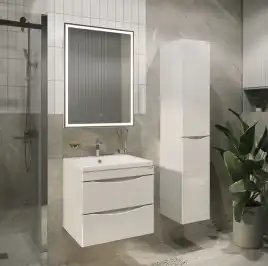 Шкаф-пенал для ванной Grossman Виста 30 подвесной, белый глянцевый (303068)