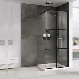 Душевая перегородка Abber Immer Offen 120 см, AG62120B8, профиль Черный, стекло Прозрачное