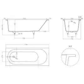 Ванна Salini ORNELLA 170х75 102321M из материала S-Stone, Белая матовая