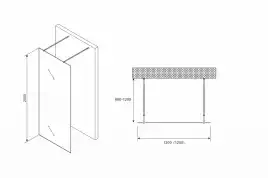 Душевая перегородка Abber Immer Offen 120 см, AG68120B8, профиль Черный, стекло Прозрачное