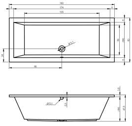 Акриловая ванна RIHO LUSSO 190х80 прямоугольная B015001005