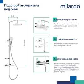 Душевая система для душа Milardo Ideal Spa ILSSBTHM89 с термостатом цвет, Глянцевый хром