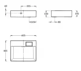 Раковина Kerama Marazzi LOGICA мебельная без отверстий 60, белая глянцевая, LO.wb.60.0