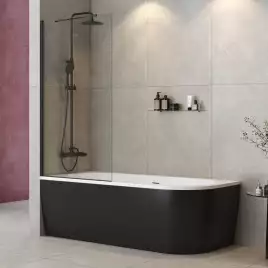 Душевая шторка на ванну CEZARES LIBERTA-V-1-TB-80/155-C-NERO стекло Прозрачное, профиль Черный