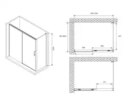 Душевой уголок ABBER Komfort 120х100 см, AG93120B-S102B, профиль черный, стекло прозрачное
