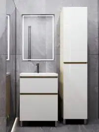 Тумба с раковиной FAURAplus Аврора 60-2, напольная (Раковина Classica 60) Фасад Белый