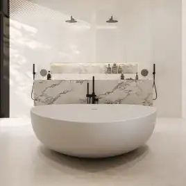 Ванна  Abber Stein 180х130 AS9608 из искусственного камня, Белая матовая