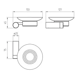 Мыльница подвесная AVS Seeme с чашей, оружейная сталь