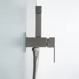 Гигиенический душ со смесителем AVS Cube 811-231-GM, оружейная сталь