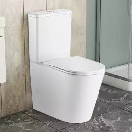 Унитаз напольный Azario Vetro AZ-2149-UQ1 безободковый, смыв Торнадо, с бачком и сидением микролифт, Белый глянцевый
