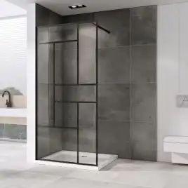 Душевая перегородка Abber Immer Offen 90 см, AG63090B, профиль Черный, стекло Прозрачное