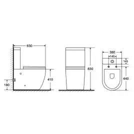 Унитаз напольный Azario CORSA AZ-2062T безободковый, смыв Торнадо, с бачком и сидением микролифт, Белый глянцевый