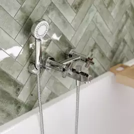 Смеситель для ванны WasserKRAFT Weser 7800 7801, двухвентельный, с коротким изливом, Хром