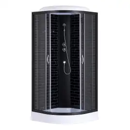 Душевая кабина Loranto 100х100 низкий поддон, прозрачное стекло, профиль Черный, CS-6610-13GB 100