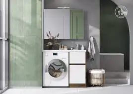 Зеркало-шкаф Aquaton Лондри 100 1A267302LH010  цвет, белый глянец