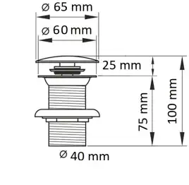 Донный клапан для раковины CeramaLux RD019 с переливом, Черный глянцевый