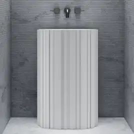 Раковина напольная ABBER STEIN 58х38х90 AS2551-H, овальная, белая матовая