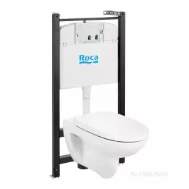 Комплект унитаза с инсталляцией Roca Debba Round 893104980 подвесная чаша Rimless + инсталляция + сиденье, без панели смыва