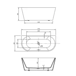 Акриловая ванна Vincea 170х80 VBT-421-1700 отдельностоящая, Белая