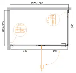 Душевой уголок CEZARES BELLAGIO-AH-1-140/90-C-NERO профиль Черный стекло Прозрачное