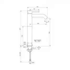 Смеситель для накладной раковины Ideal Standard Ceraline BC269XG, однорычажный, высокий, Черный матовый